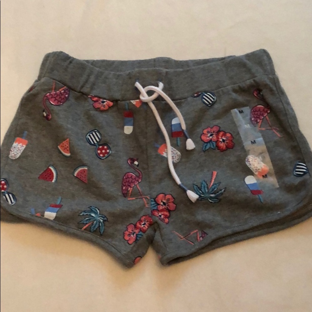Grey patterned sweat-shorts